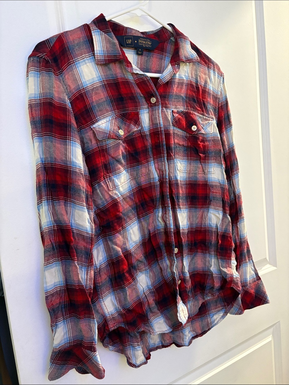 GAP Red, White & Navy Plaid Button-Down Shirt